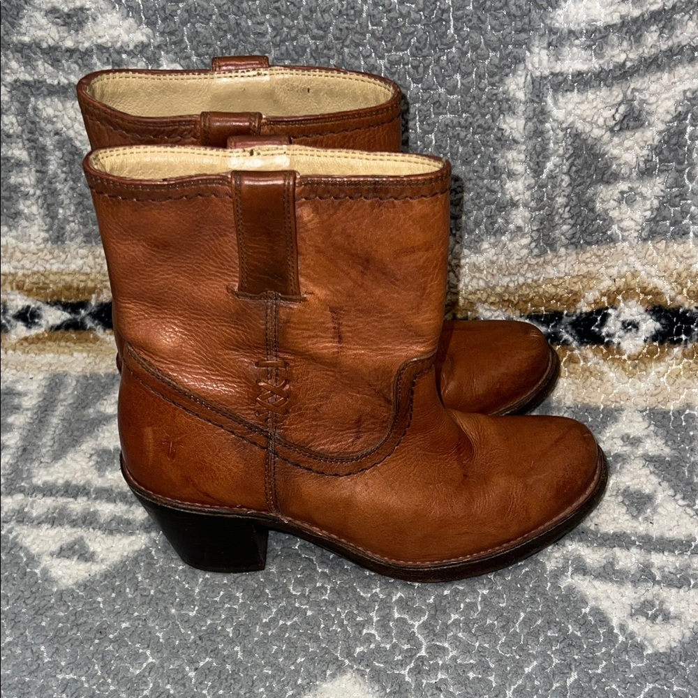 Frye Brown Leather Short Pull-On Boots